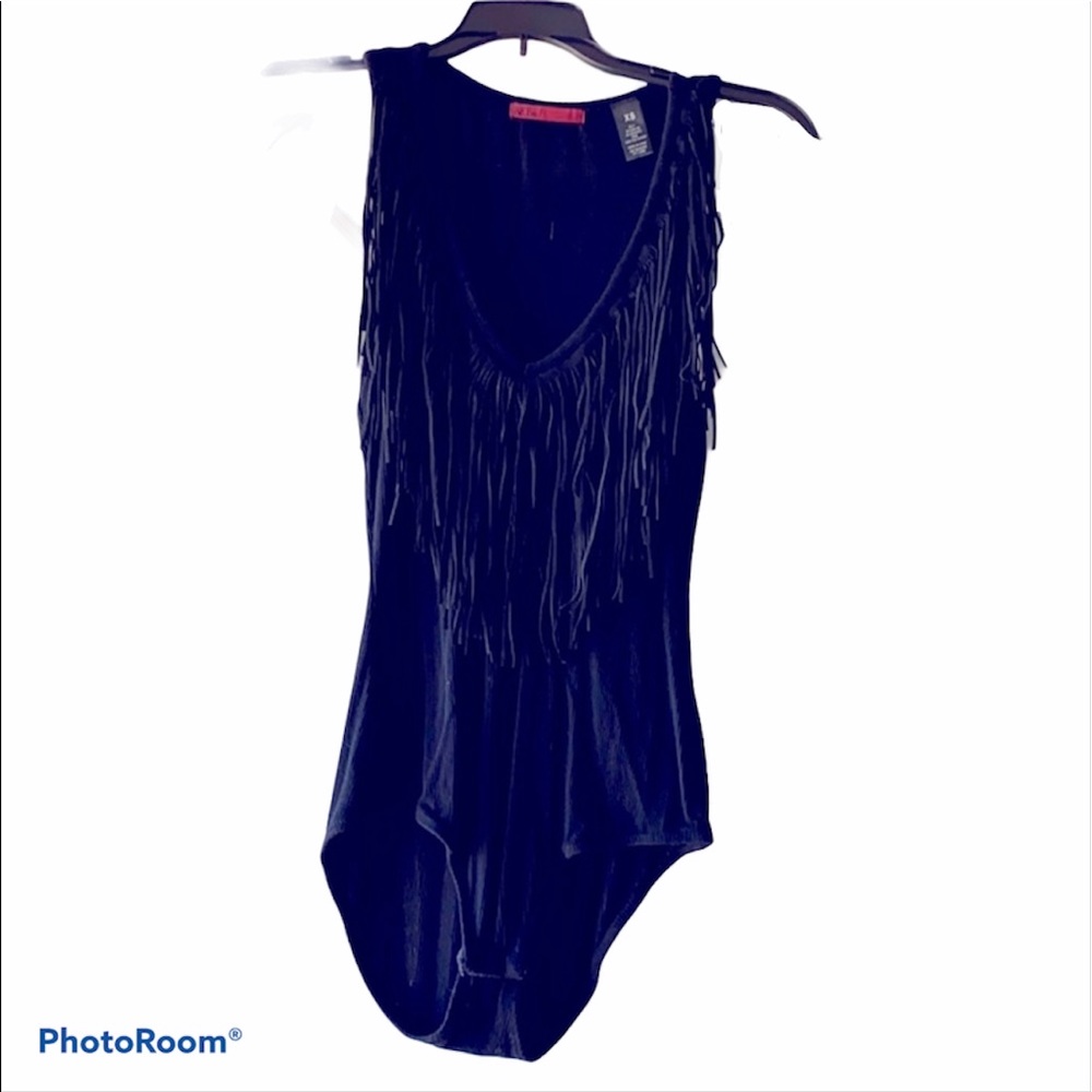 BKE black fringe body suit
